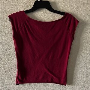 Out from Under Compression Boatneck tee in dark red, women’s medium